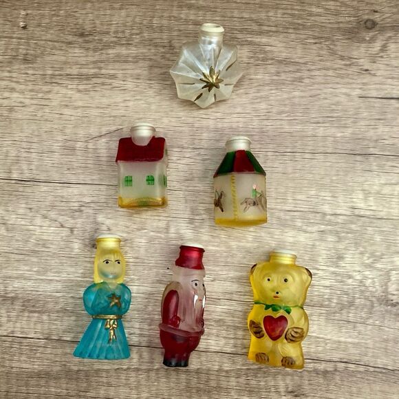 Vintage Frosted Glass Christmas Light Covers Lillian Vernon - Set of 6 - Picture 1 of 12